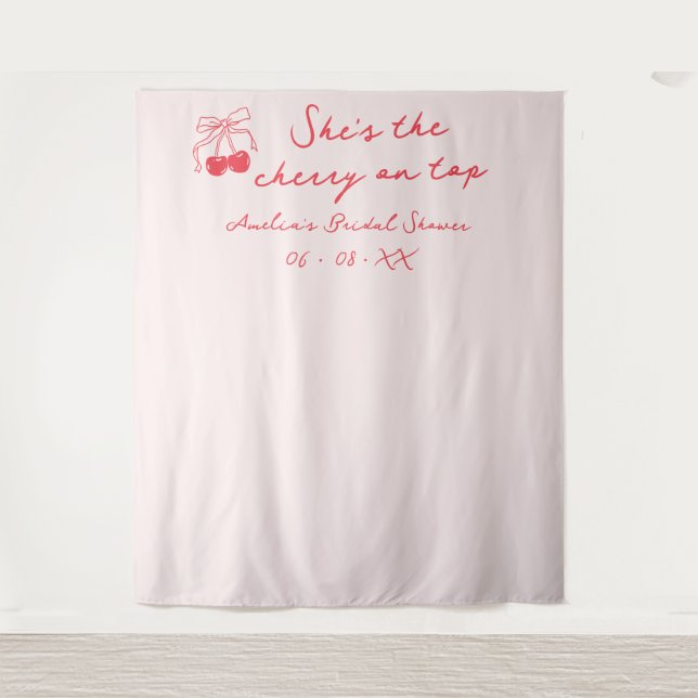 Coquette Cherry Bridal Shower Photo Backdrop (Front)