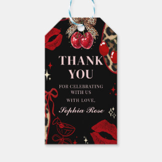 Coquette Cherry Cheetah Birthday Gift Tags