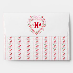 Coquette Cherry Crest Monogram Envelope