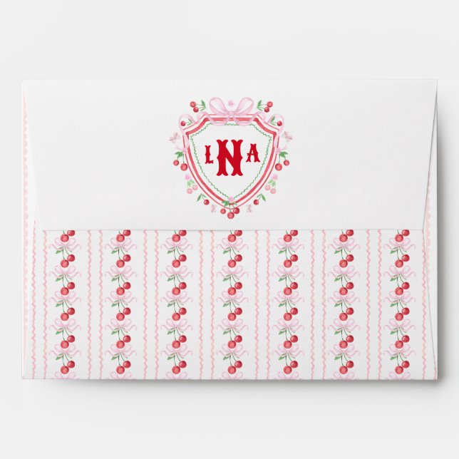 Coquette Cherry Crest Monogram  Envelope (Back (Top Flap))