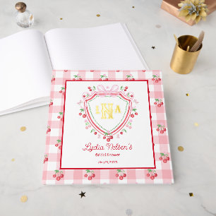 Coquette Cherry Monogam Bridal Shower Foil Guest Book
