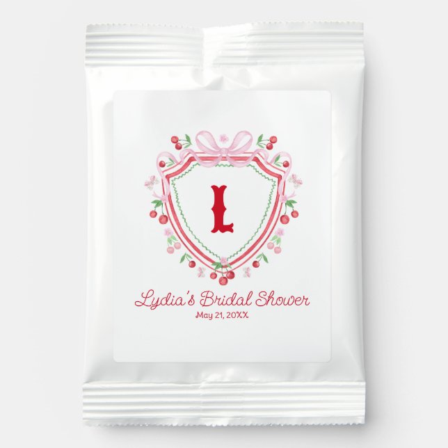 Coquette Cherry Monogam Bridal Shower Margarita Drink Mix (Front)