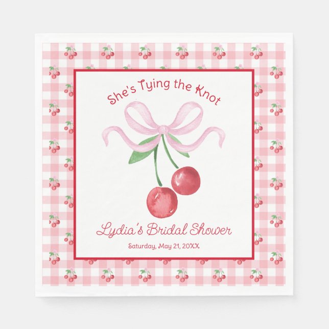 Coquette Cherry Monogam Bridal Shower Napkins (Front)