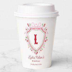 Coquette Cherry Monogam Bridal Shower Paper Cups