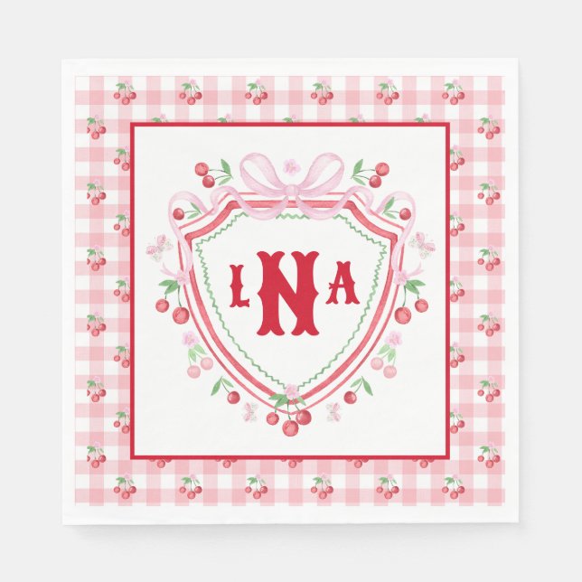Coquette Cherry Monogam  Napkins (Front)