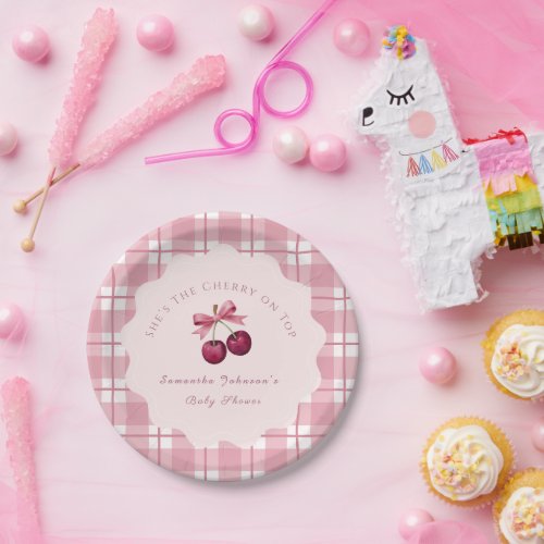 Coquette Cherry On Top Baby Shower  Paper Plates