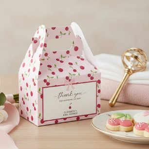 Coquette Cherry On Top Baby Shower Pink Thank you Favor Boxes
