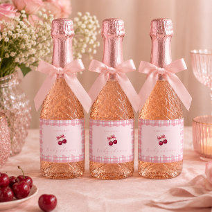 Coquette Cherry On Top Baby Shower Sparkling Wine Label