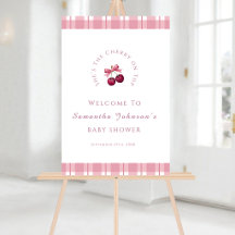 Coquette Cherry On Top Baby Shower welcome sign