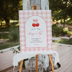Coquette Cherry on Top Baby Shower Welcome Sign