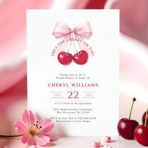 Coquette Cherry On Top Bridal Shower Invitation