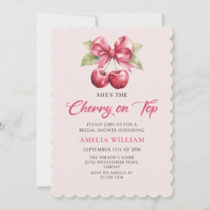 Coquette Cherry on Top Bridal Shower Invitation