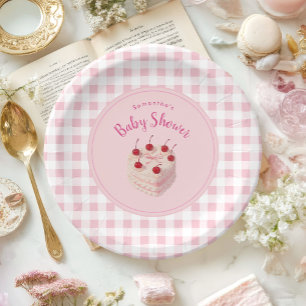 Coquette Cherry on Top Cake Baby Shower Paper Plates