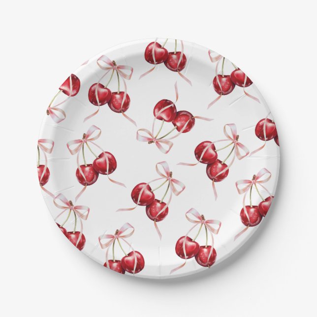 Coquette Cherry Paper Plates (Front)