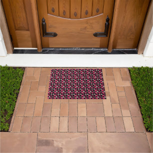 Coquette Cherry Pattern Pink Bow Aesthetic Doormat