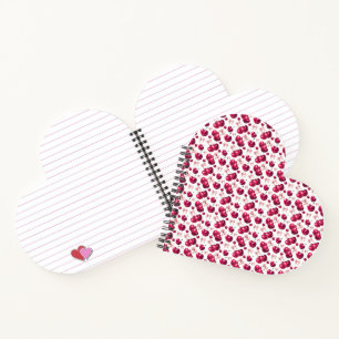 Coquette Cherry Pattern Pink Bow Aesthetic Notebook