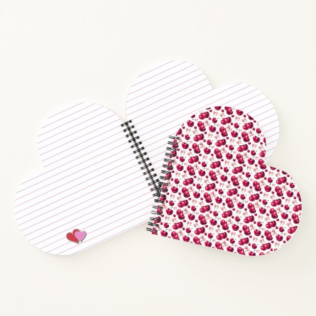 Coquette Cherry Pattern Pink Bow Aesthetic  Notebook (Inside)