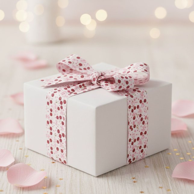 Coquette Cherry Pink Bow Satin Ribbon Cute  (Creator Uploaded)