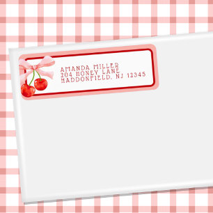 Coquette Cherry Pink & Red Return Address Label