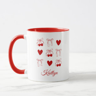 Coquette Cherry Red Bow Bachelorette Party Favor Mug