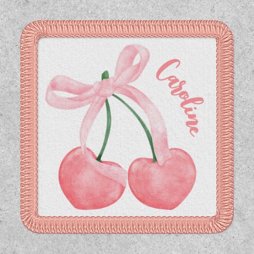 Coquette Cherry w Pink Bow Cute Aesthetic Iron On Patch