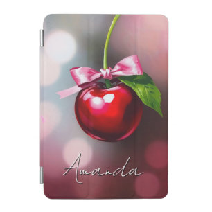 Coquette Cherry with Pink Bow and Leaf iPad Mini Cover