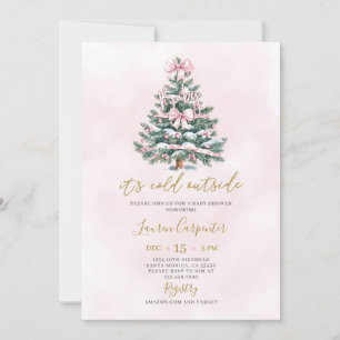 Coquette Christmas Baby Shower Girl Invitation