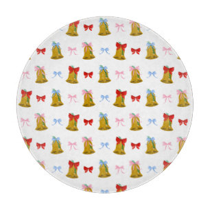 Coquette Christmas Bells and Bows Preppy Classic Cutting Board