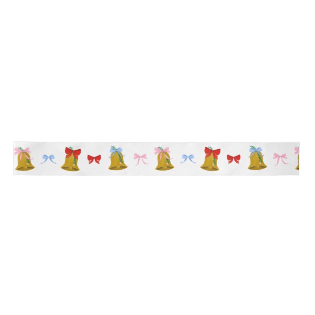 Coquette Christmas Bells and Bows Preppy Classic  Satin Ribbon (Front)