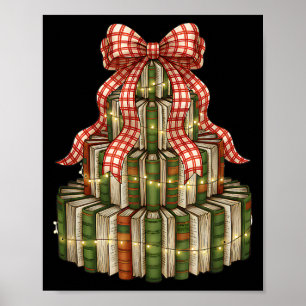 Coquette Christmas Book Tree All Booked For Christ Poster