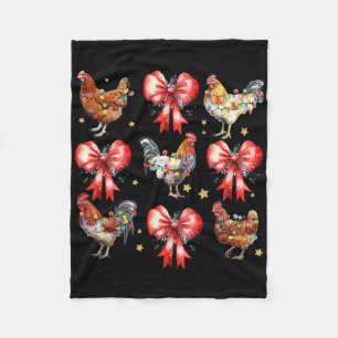 Coquette Christmas Chicken Bow, Red Christmas Bow Fleece Blanket