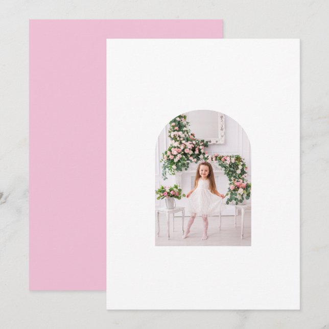 Coquette Christmas Family Photo Pink Green Doodle Holiday Card (Front/Back)