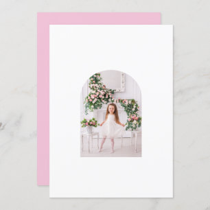 Coquette Christmas Family Photo Pink Green Doodle Holiday Card