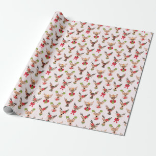 Coquette Christmas featuring Preppy Reindeer Wrapping Paper
