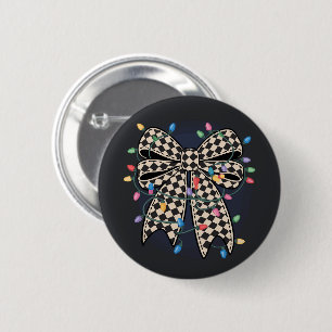 Coquette Christmas Lights Bow Merry Xmas Holiday Button