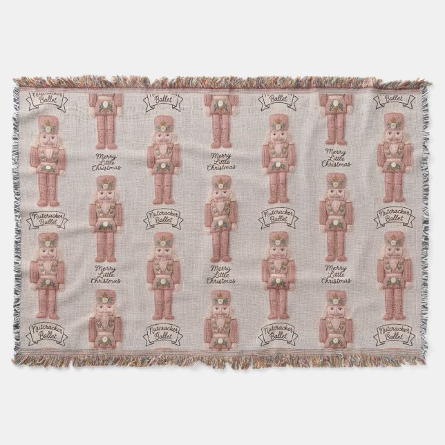 Coquette Christmas Nutcracker Latch Hook Yarn  Throw Blanket (Front)