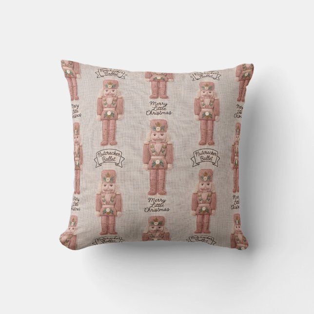 Coquette Christmas Nutcracker Latch Hook Yarn  Throw Pillow (Front)
