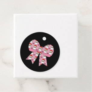 Coquette Christmas Pink Bow Santa Vintage Retro Favor Tags