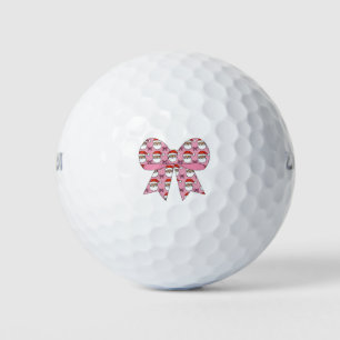 Coquette Christmas Pink Bow Santa Vintage Retro  Golf Balls