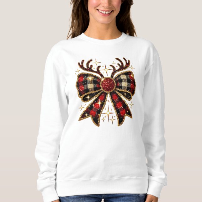 Coquette Christmas Reindeer Bow Sweatshirt (Front)