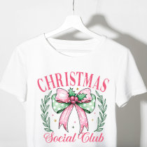 Coquette Christmas Social Club Girly Pink Bow Tri-Blend Shirt