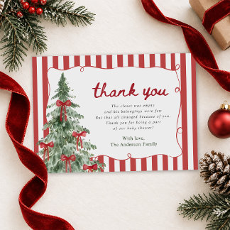 Coquette Christmas Tree Baby Shower Thank You Card