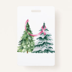Coquette Christmas Tree, Breast Cancer Awareness Badge
