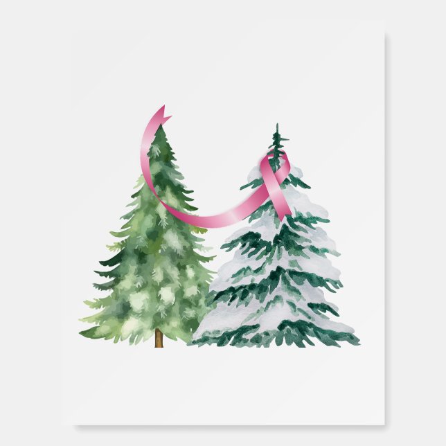Coquette Christmas Tree, Breast Cancer Awareness Foam Board (Front)