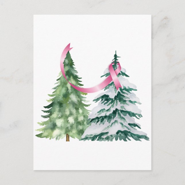 Coquette Christmas Tree, Breast Cancer Awareness Postcard (Front)