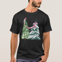 Coquette Christmas Tree, Breast Cancer Awareness T-Shirt