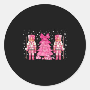 Coquette Christmas Tree Nk Nutcrackers Women Kids Classic Round Sticker