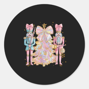Coquette Christmas Tree Nk Nutcrackers Women Kids Classic Round Sticker