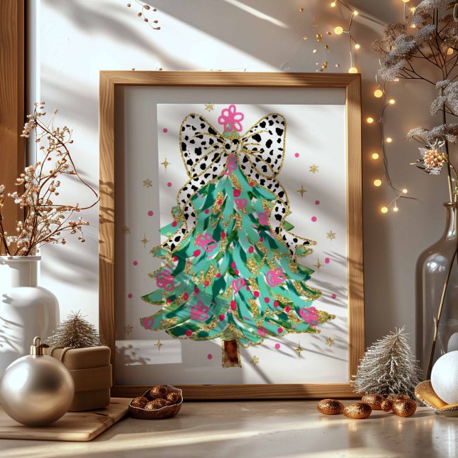 Coquette Christmas Tree Preppy Holiday Bow Poster (Creator Uploaded)