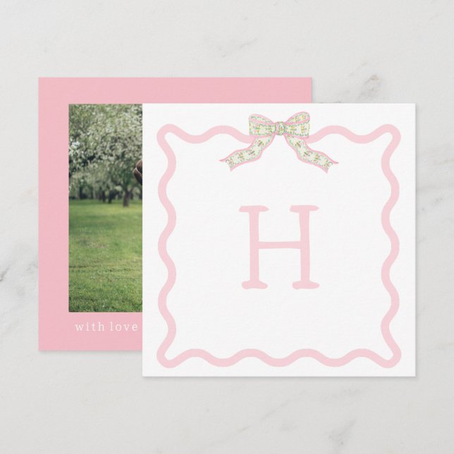 Coquette Christmas Wavy  Photo Christmas Card (Front/Back)